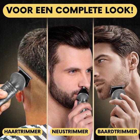 6-in-1 Baardtrimmer Mannen - Trimmer voor Baard en Lichaam - Incl. 6 opzetstukken - Bodygroomer Mannen - Bodytrimmer Heren - Tondeuse - 0.5-15MM - Neus en Oor - Multitrimmer - Haar trimmer - Trimapparaat Baard Machine - Multigroomer