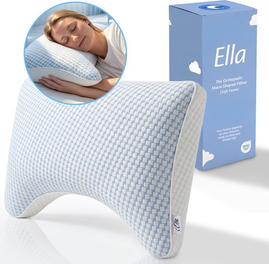 Ella Moon Hoofdkussen Memory Foam - Kussen 50x70 CM - Afstelbaar Traagschuim Nekkussen voor Zij- en Rugslapers - Ergonomisch en Orthopedisch: Vermindert Nekklachten