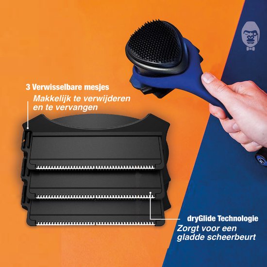 baKblade Back Shaver Elite Plus – Rug Scheren Mannen - Rug Scheerapparaat met 3 Scheermesjes en Scrub - Makkelijk Rughaar Verwijderen met Backblade - Bodytrimmer Heren - Bodygroomer