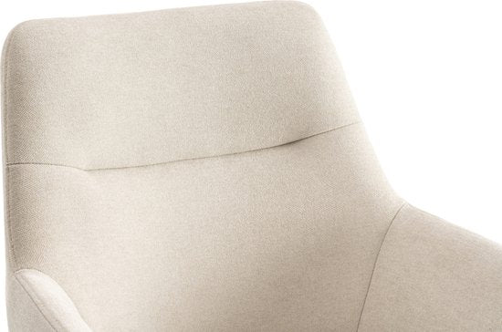 Furnihaus Olivia Draaibare Eetkamerstoel – Met Armleuning – Beige – Comfortabele Stoffen Design Stoel voor Eetkamer of Woonkamer