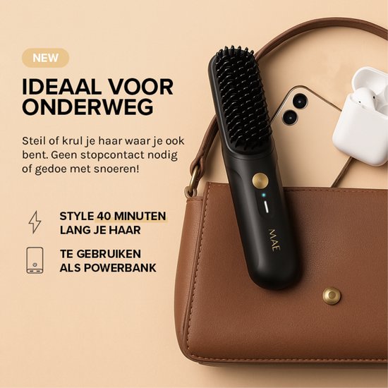 MAE® Touch Up - Draadloze Stijlborstel - Warmteborstel - Draadloze stijltang