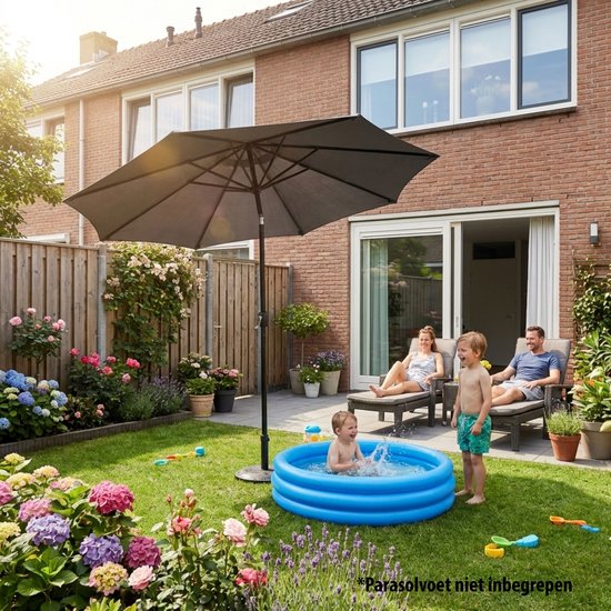 Tristar Stokparasol - 300cm Rond - Tuin & Balkon - Kantelbaar - Incl. Beschermhoes - PA-7903 - Donkergrijs