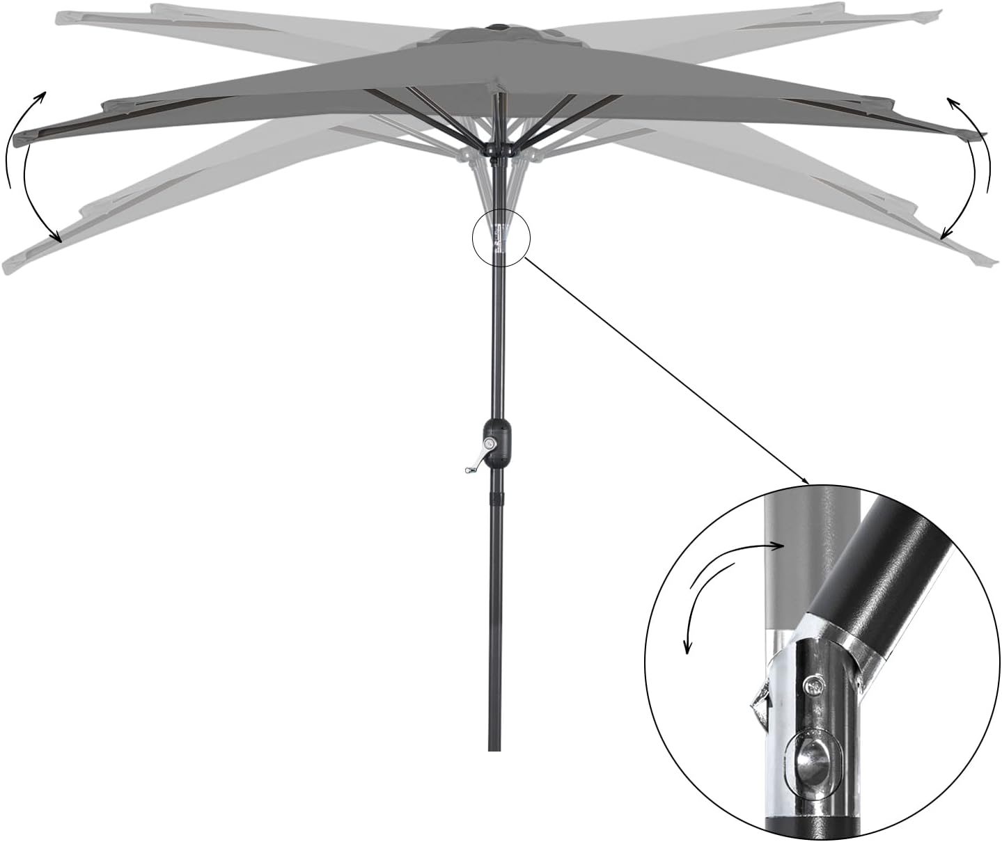 Angel Living Balkonparasol - Halfrond - 265 x 130 cm - Grijs
