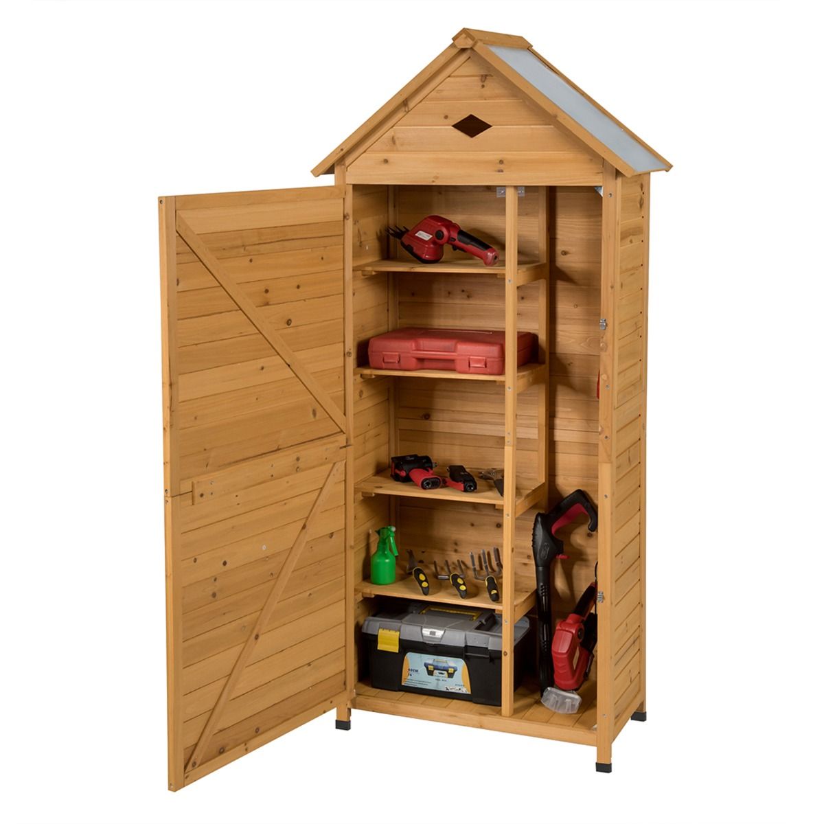 Coast Houten Tuinschuur - 5 legplanken - zadeldak - natuurlijk hout - 70 x 35,5 x 160 cm