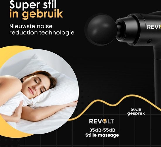 Revolt - Massage Gun - 30 Verschillende Snelheden - 6 Opzetstukken - Luxe Opbergkoffer - Deep Tissue - Voor Spierherstel & Blessures - Hoge Amplitude