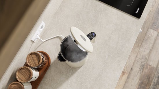 KitchenBrothers Waterkoker - 1.7L - Met Temperatuurregeling - Elektrisch - Warmhoudfunctie - Display - Dubbelwandig - Cool-touch - 2200W - Beige