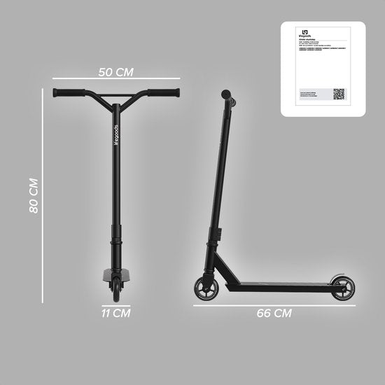 LifeGoods Stuntstep Fly Pro - 6+ Jaar - Step voor Kinderen - Jongens/Meisjes - 100mm - 100KG - Zwart