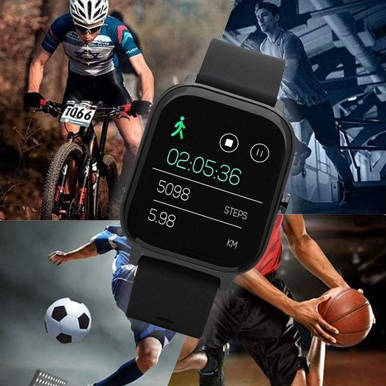 Zoluko Smartwatch voor Mannen & Vrouwen - Sporthorloge met Fitness Tracker – Stappenteller Horloge – Fitness Watch - Smartwatch Android – Smartwatch iOS – Zwart