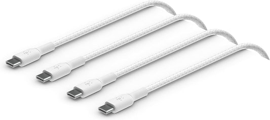Belkin BoostCharge 2-pack 2 m USB-C/USB-C-kabels, snellaadkabel voor iPhone 16, Samsung Galaxy S24, Pixel, iPad, Nintendo Switch – Wit