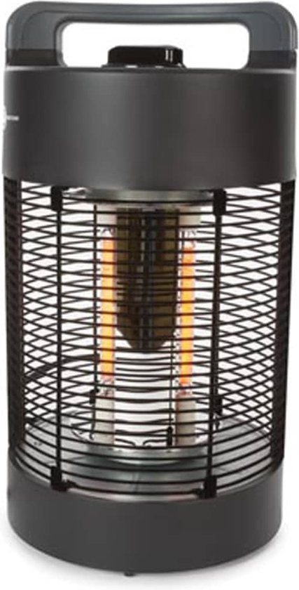 Perel Mobiele terrasverwarmer, 700 W, carbon, met kantelbeveiliging, 2 warmteniveaus, oscillerend, plensdicht, metaal, zwart