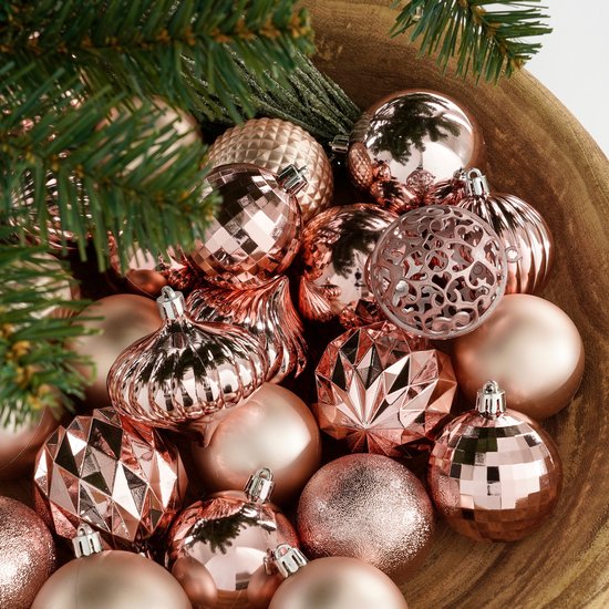 House of Seasons Kerstballen Set - 60 Stuks - Ø7 cm - Onbreekbaar - Roze