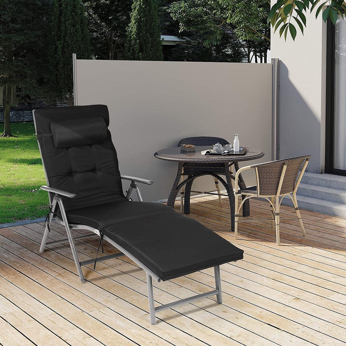 O'DADDY® Ligbed – Opvouwbaar Zonnebed voor Tuin – Incl. Hoofdsteun – Zwart