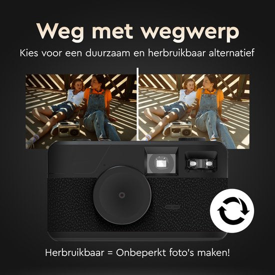 K&L Digitale Camera - Schermvrij - Oplaadbaar - 16.000 Foto's - Fotocamera - Vintage - Inclusief 32GB - Duurzaam - Zwart