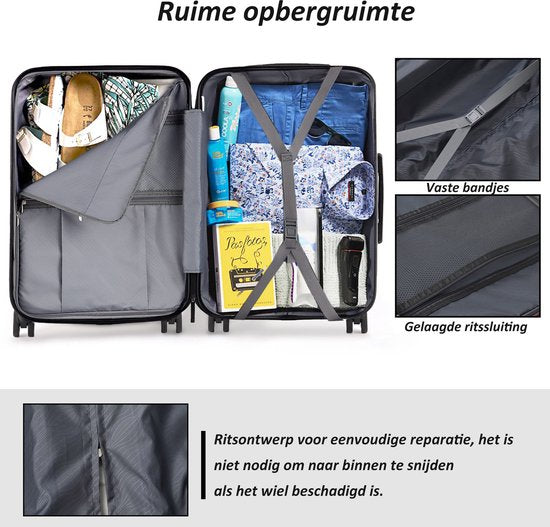 TAN.TOMI Handbagage Koffer 41L – Harde ABS Schaal – 4 Wielen – Cijferslot