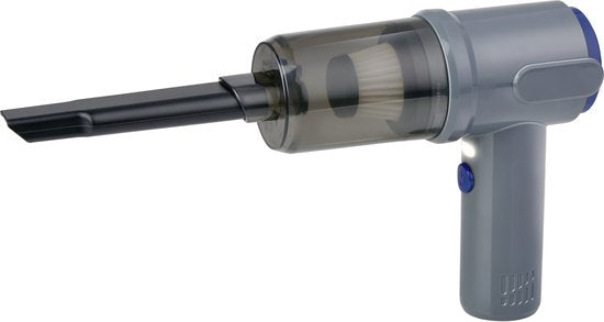 All Ride Auto Stofzuiger Draadloos 36W - Handstofzuiger met 6 Opzetstukken - USB-C Oplaadbare Auto Stofzuiger Snoerloos - Kruimeldief met Zuig en Blaas Functie - Grijs/Blauw
