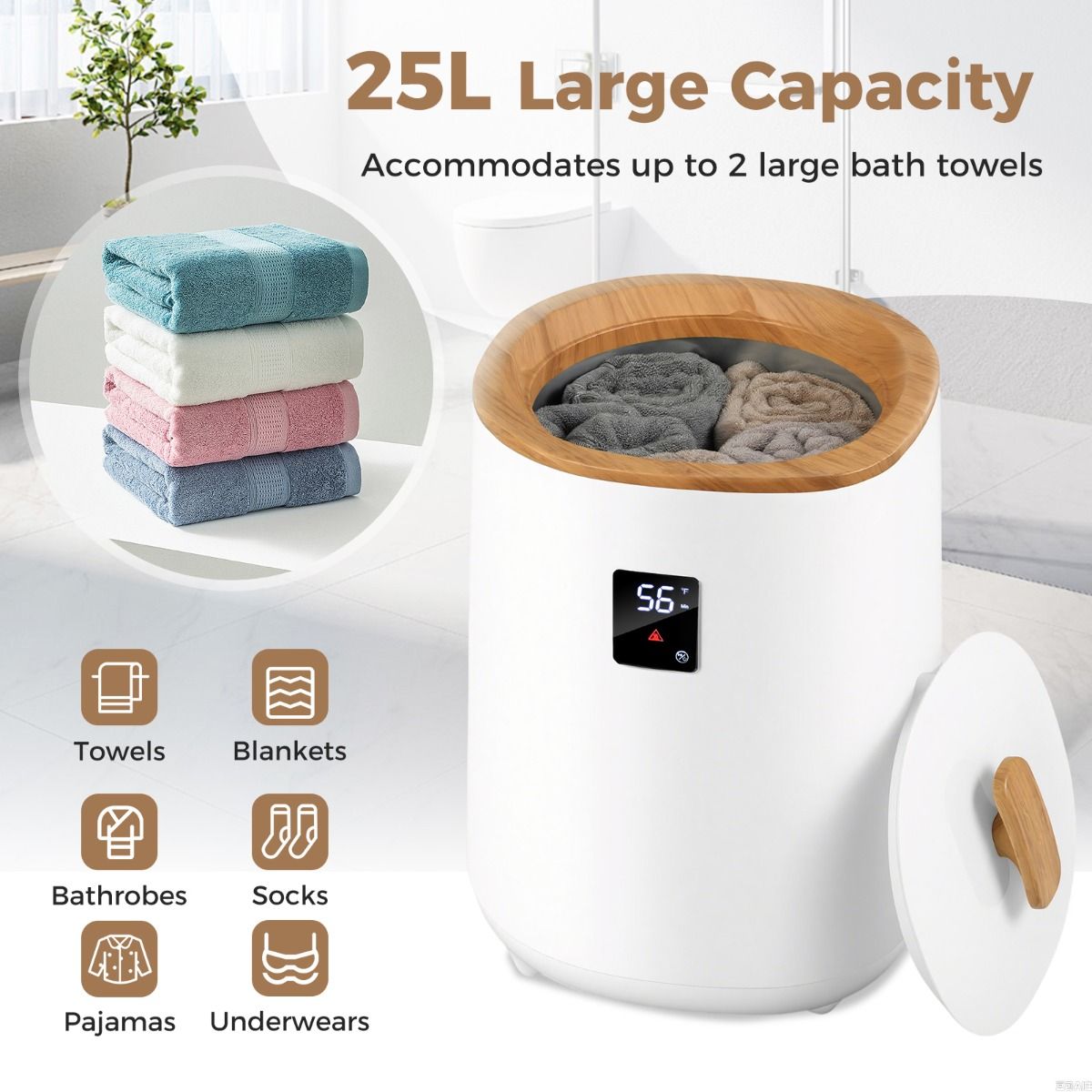 Coast Handdoekverwarmer Emmer - Snelle verwarming - 18 liter capaciteit - Wit