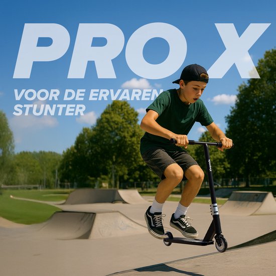 LifeGoods Stuntstep Pro X - T-Stang - HIC - Jongens/Meisjes - 110mm - 100KG - Zwart