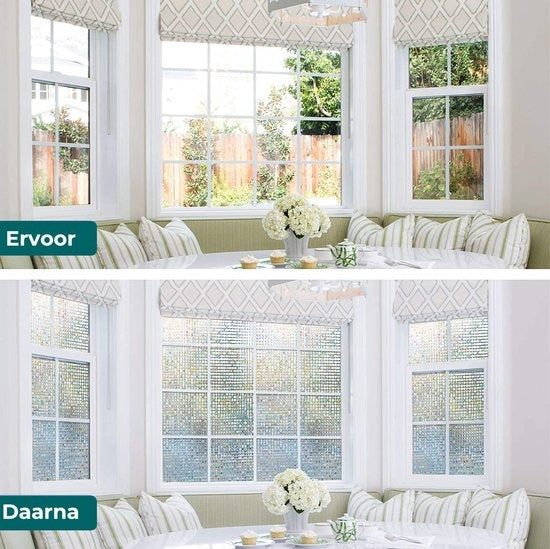 Homewell Raamfolie HR++ 60x200cm - Zonwerend & Isolerend - Statisch - Regenboog Mozaïek