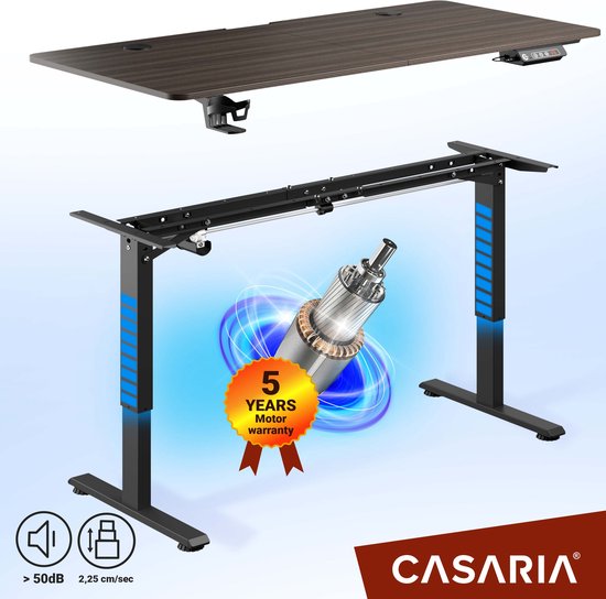 Casaria Zit Sta Bureau – Hoogte Verstelbaar Elektrisch - 140x60cm Bruin