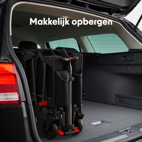 LifeGoods Bolderkar - Opvouwbaar - Kinderenvervoer - Met Dak - 80KG Draagkracht - Strandkar - Draaibare Wielen - Antraciet