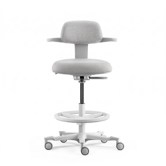 Backerz Ergonomische Werkkruk met Voetsteunring - Bureaustoelen voor Volwassenen - Volledig Verstelbaar, tot 120kg - Office Chair - Gamestoel - Wit