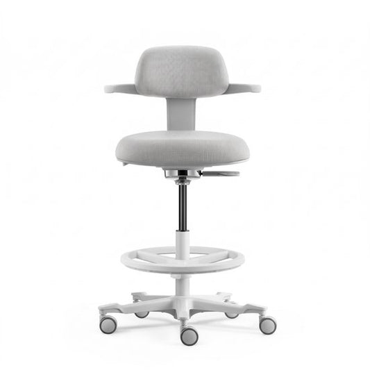 Backerz Ergonomische Werkkruk met Voetsteunring - Bureaustoelen voor Volwassenen - Volledig Verstelbaar, tot 120kg - Office Chair - Gamestoel - Wit