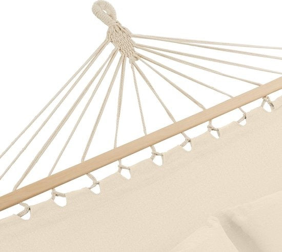 Tectake 2 persoons hangmat Eden berkenhout stokken Beige