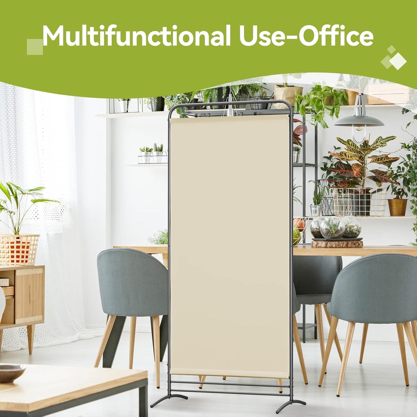 Angel Living Paravent - 1-delig - 81x180 cm - Klapbaar - Vrijstaand - Metalen Frame - Kamerverdeler & Privacy Scherm - Beige