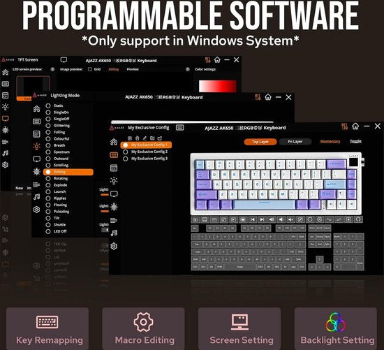 Ajazz AK650 - Draadloos Gaming Toetsenbord - Mechanisch - Gasket - Hot Swap - Tri-mode - QWERTY - 66 Toetsen - Bramen