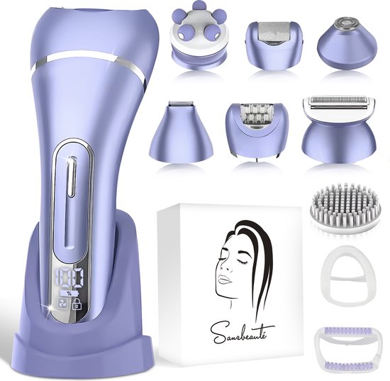 Sansbeauté® 7 in 1 Ladyshaves voor Vrouwen - Gezicht - Oksels - Benen - Epilator - Trimmer voor Vrouwen & Dames - Bikinitrimmer Dames - Scheerapparaat Vrouw