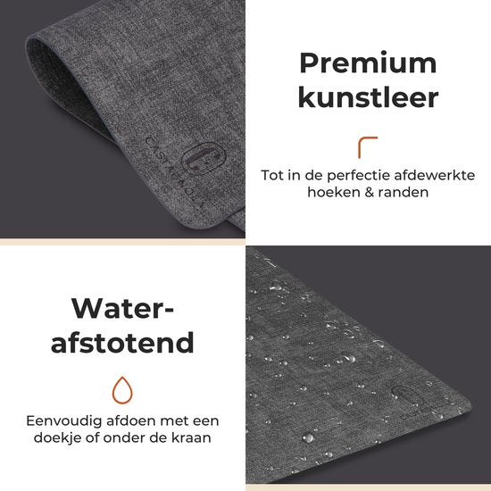 Castagnola Lederlook Placemats - Antislip Placemat van Kunstleer - Waterafstotende Onderlegger - Onderzetter - Placemats kunststof - 6 Stuks - 45 x 30 cm - Gemêleerd Zwart