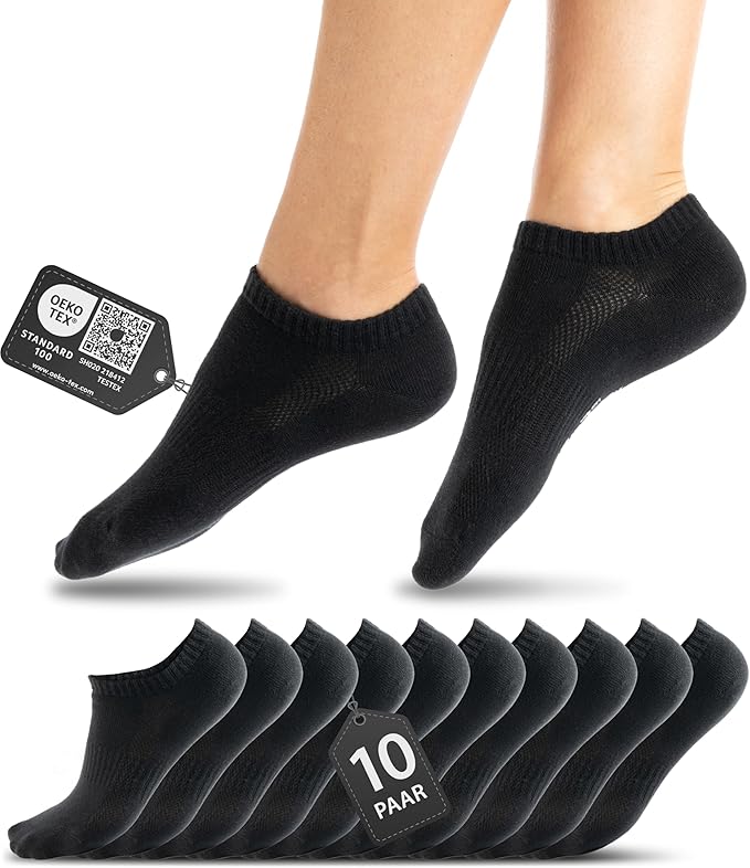 Heldenwerk 10 paar premium sneakersokken dames & heren – Korte unisex sokken van gekamd katoen – Comfortabele tailleband, zonder knellende naden - Maat 39-42