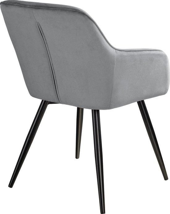 tectake® - Stoel - eetkamerstoel - Marilyn fluweellook zwart / grijs - 403659
