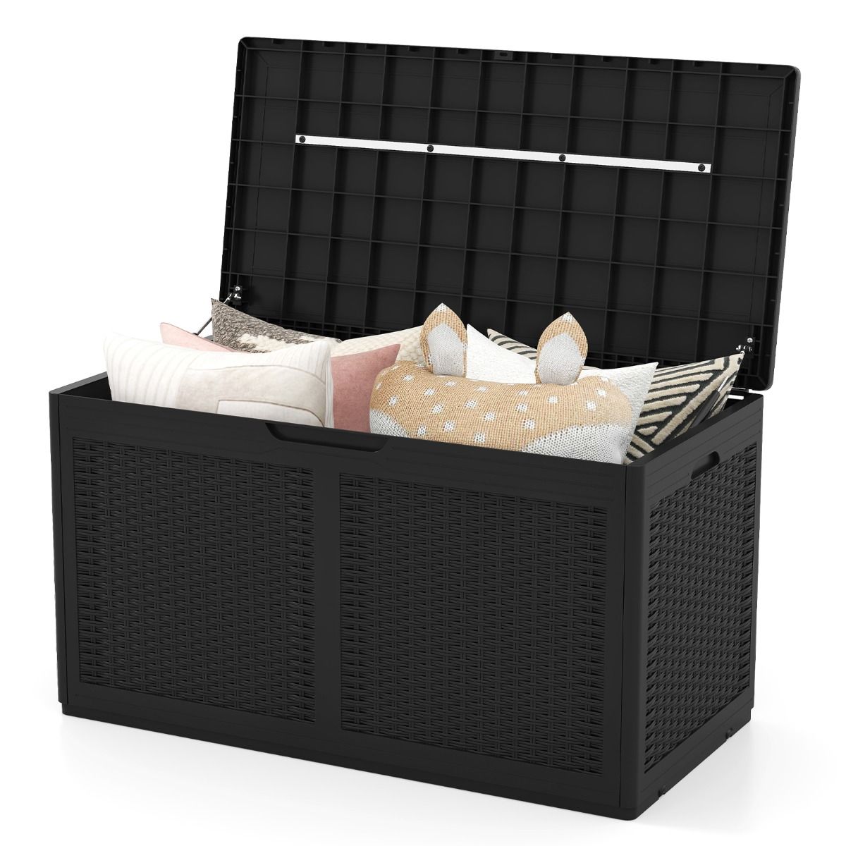 Coast Tuinbox met wielen - waterdichte opbergbox - bankje - zwart - 380 liter