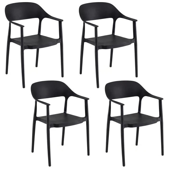 Coast Stapelbare Eetkamerstoelen Set van 4 – Kunststof Tuinstoelen 57 x 53 x 83 cm – Zwart