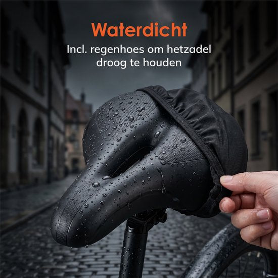 Fietszadel Unisex 100% waterdicht - Incl. zadelhoes - Ergonomisch - Met vering - Zadel fiets - Mountainbike - Dames - Heren - Zadel - Accessoires - Zwart - Proskill
