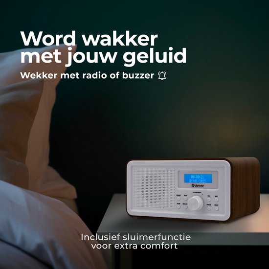 Denver DAB Radio - Retro Radio - FM Radio - Keukenradio - Draagbare radio - Batterijen & Netstroom - DAB30DW