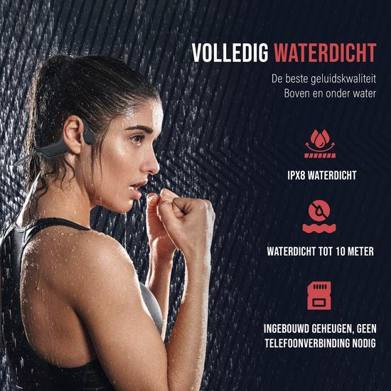 Tech Essentials Hydro X10 - Sport Oordopjes - Draadloos - Open Oor - IPX8 - 32GB - Bone Conduction Hoofdtelefoon - Koptelefoon - Hardlopen - Bluetooth