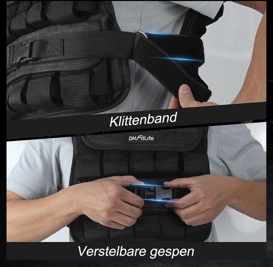 DH FitLife Verstelbaar Gewichtsvest 20 KG, Compact en Stabiel voor Spieropbouw en Krachttraining, Verzwaarde vest, Hardloopvest voor Dames en Heren, Fitnessvest, Trainingsvest