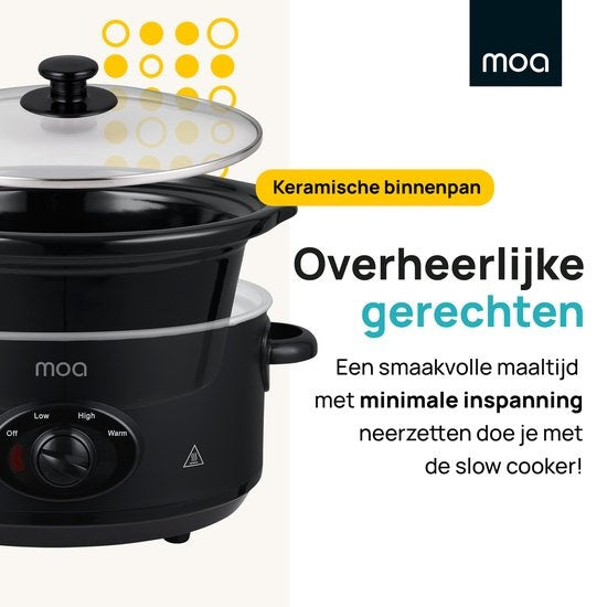MOA Slowcooker - 3,5 liter - Keramische Binnenpan - Zwart - SC35B