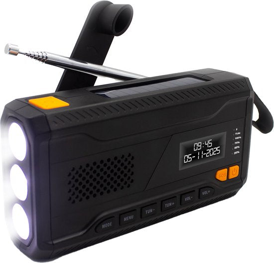 Denver Noodradio - Powerbank Zonne-energie - DAB & FM Radio - Noodpakket - Zaklamp - Opwindbaar - SOS Licht - Solar powerbank - SCD2033