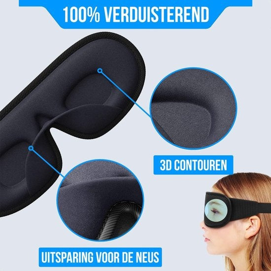 Strex Luxe Slaapmasker - 3D Ergonomisch - 100% Verduisterend - Traagschuim - Slaap Masker - Oog Masker