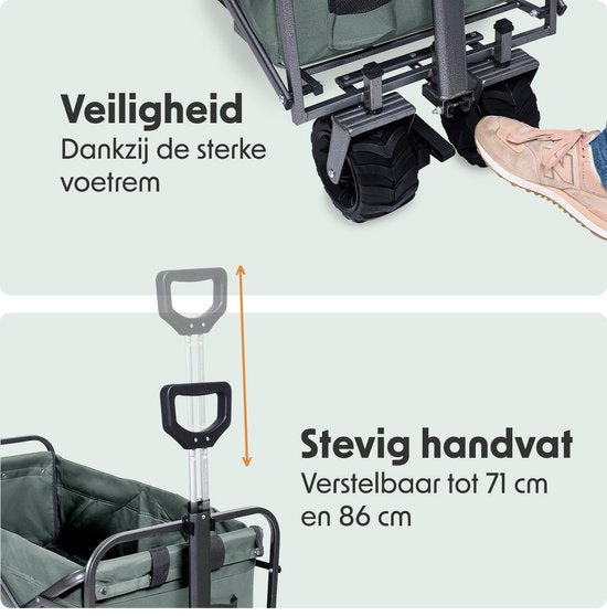 LifeGoods Bolderkar - Opvouwbaar - 80KG Draagkracht - 94L - Wasbaar Polyester - Groen
