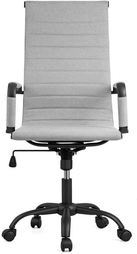 Feel Furniture - Luxe Bureaustoel - Hoge Rugleuning - Lichtgrijs met Mat Zwart Frame