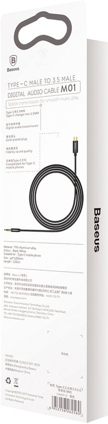 Baseus - Audio Kabel - Stereo - Mini Jack 3,5mm - USB-C - 120cm