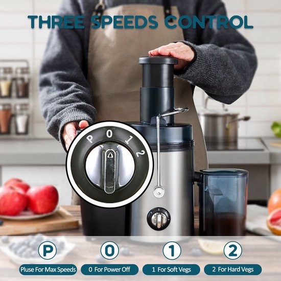 FUEGOBIRD - Snelle Sapcentrifuge - 1,8 l Inhoud - Zwart & RVS - 400 W Vermogen - Grote Vultrechter - Voor Groenten & Fruit