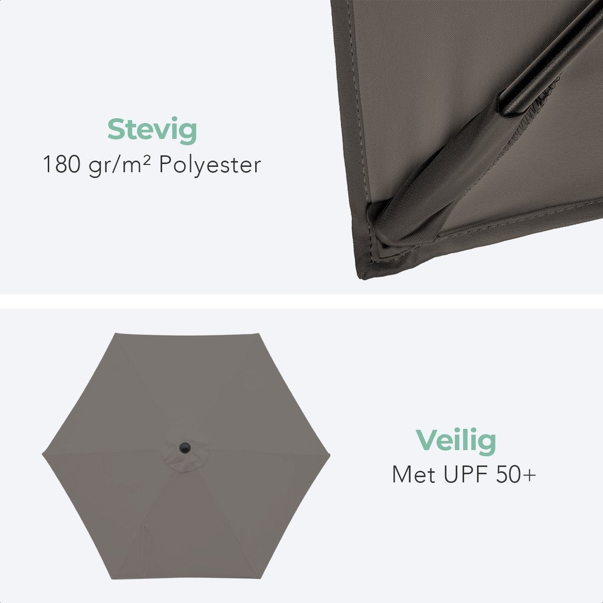 LifeGoods Parasol - Ø270 cm - 30° Kantelbaar - Waterdicht - met Hoes - Taupe