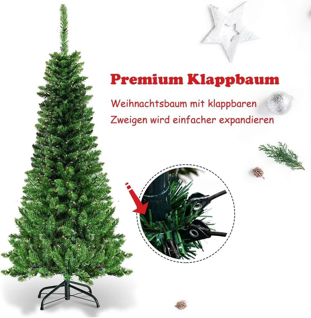 Coast Kunstkerstboom met LED Groen – 135 cm – Slim Pencil Design met 226 Takpunten en 150 Warmwitte Lampjes