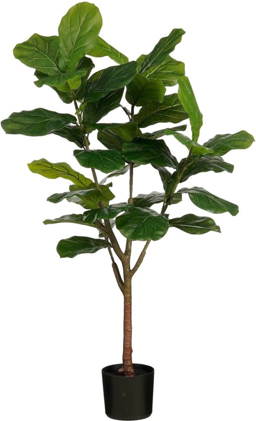 Mica Decorations Ficus Lyrata Kunstplant - Kunststof Kamerplant in Zwarte Pot - Water- en UV Bestendig voor Binnen en Buiten - Onderhoudsvrij Botanisch Decor - H150 x Ø50 cm - Groen