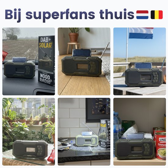 Noodradio Solar Opwindbaar - DAB+ / FM Nood Radio - 5000 mAh Powerbank Zonneenergie - Bouwradio - Badkamer Radio - Noodpakket